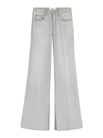 Ami Alexandre Mattiussi Slitted Flare Fit Jeans Grey For Women