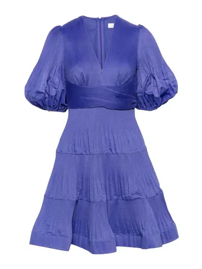 Zimmermann Pleated Mini Dress In Purple