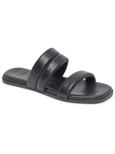 Dolce Vita Adore Womens Leather Slip On Slide Sandals In Black