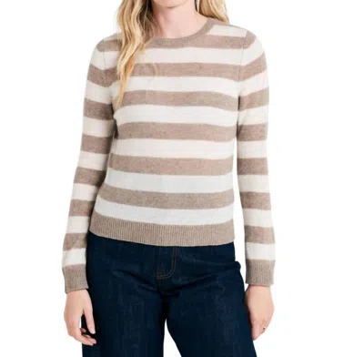 Jumper1234 Stripe Crew Sweater In Light Brown/cream In Multi