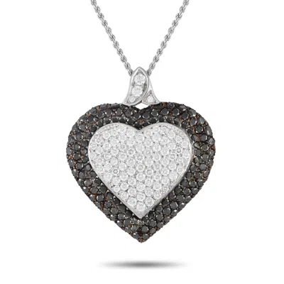 Graff 18k White Gold 6.05ct White And Black Diamond Pave Heart Necklace Gr01-040124