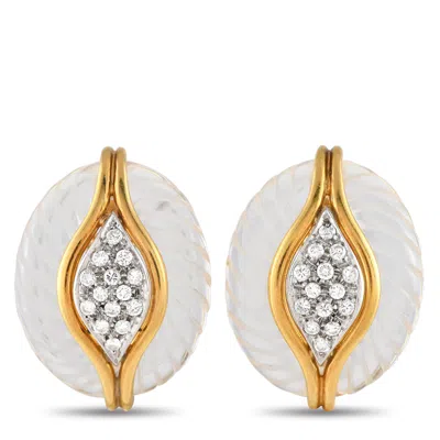 Non Branded Lb Exclusive 18k Yellow Gold 0.60ct Diamond And Carved Crystal Clip-on Earrings Mf11-041624