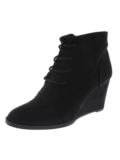 American Rag Baylie Womens Faux Suede Ankle Wedge Boots In Black
