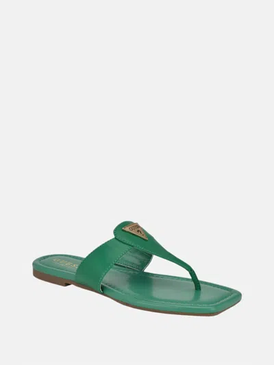 Guess Factory Faith Thong Sandals In Green