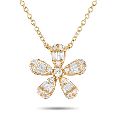 Non Branded Lb Exclusive 14k Yellow Gold 0.25ct Diamond Flower Necklace Nk01580-y