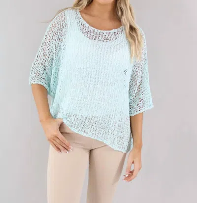 Marble Loose Knit Top In Turquoise In Blue