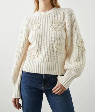 Rails Romy Sweater In Ivory Crochet Daisies In Multi