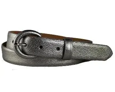 W. Kleinberg Silver Metallic Skinny Belt