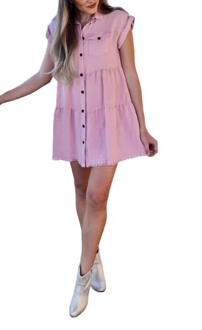 Umgee Tickle Me Collared Dress In Pink