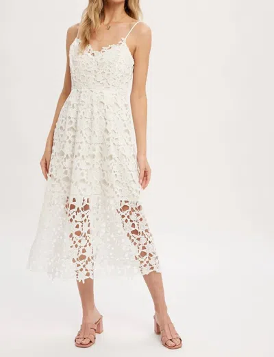 Bluivy Crochet Lace Midi Dress In White