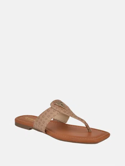 Guess Factory Faith Thong Sandals In Brown