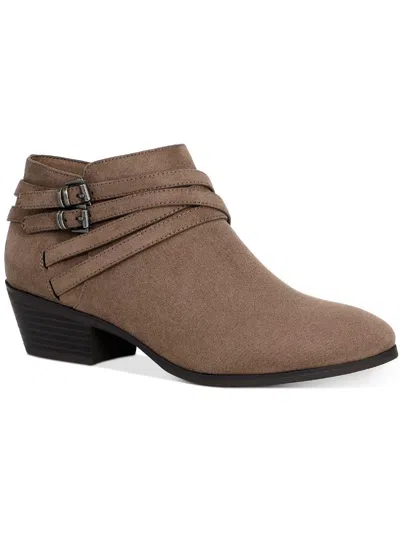 Style & Co Willow Womens Suede Block Heel Ankle Boots In Grey