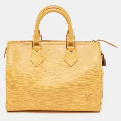Pre-owned Louis Vuitton Tassil Epi Leather Speedy 25 Bag In Yellow