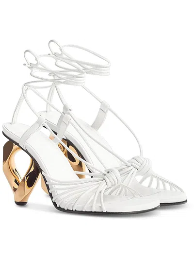 Jw Anderson Womens Leather Knot Strappy Sandals In White