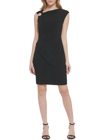 Calvin Klein Womens Ruched Mini Sheath Dress In Black