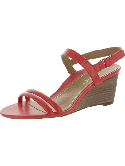 Vionic Womens Faux Leather Dressy Wedge Sandals In Red