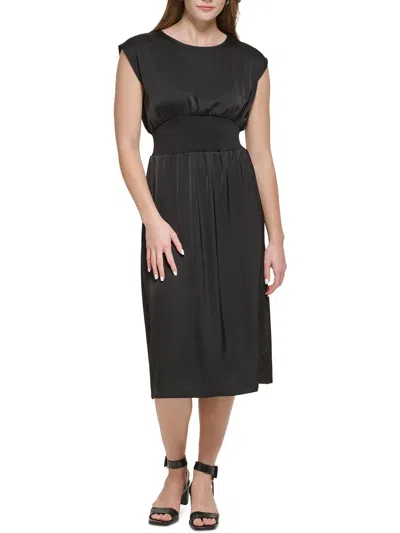 Calvin Klein Womens Satin Sleeveless Midi Dress In Black
