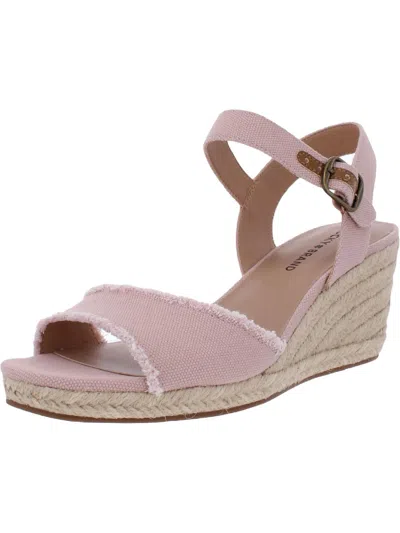 Lucky Brand Moliey Womens Canvas Ankle Strap Wedge Sandals In Pink