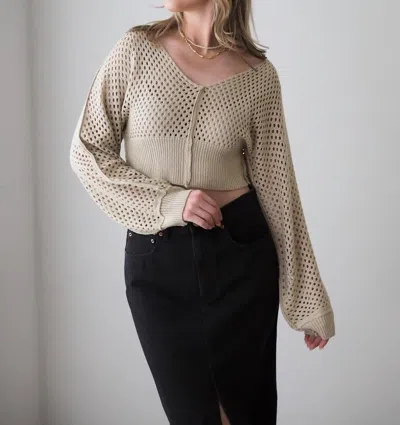 Crescent Hunnigton Sweater In Oatmeal In White