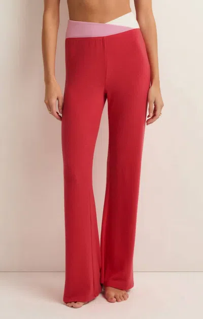Z Supply Cross Over Flare Pant In Red Multi