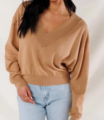 Crush Tiany V-neck Cashmere Blend Sweater In Camel In Brown
