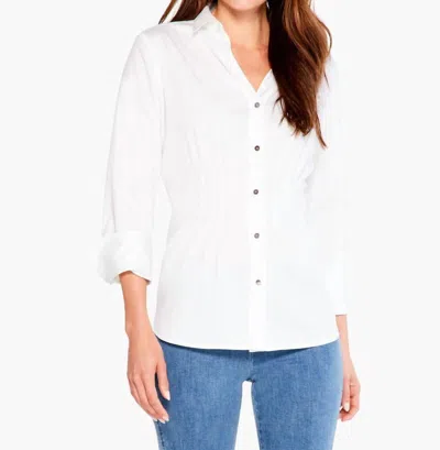 Nic + Zoe Collared Bistro Shirt In Paperwhite In White