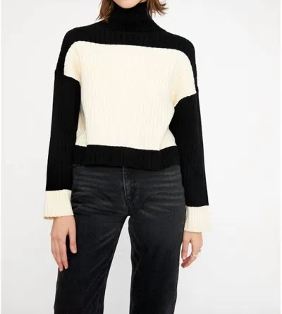Wild Pony Ribbed High Neck Sweater In Two Tone Black In Multi