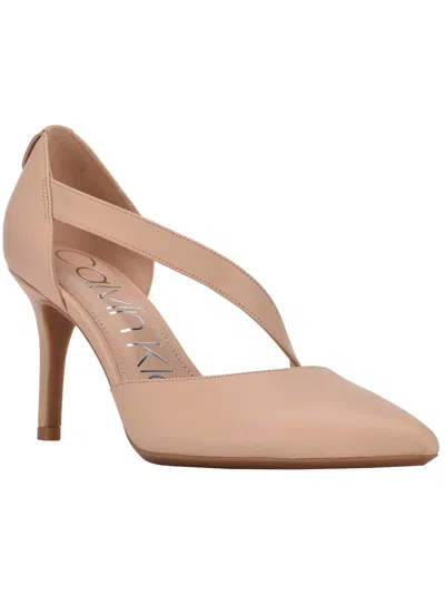 Calvin Klein Gilisa Womens Leather Pointed Toe D'orsay Heels In Brown