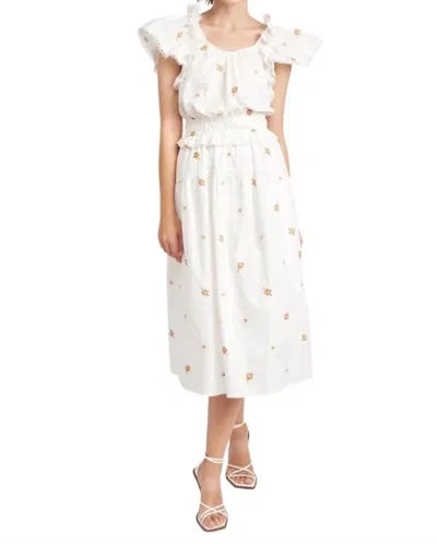 En Saison Wayback Floral Cross Stitch Midi Dress In White