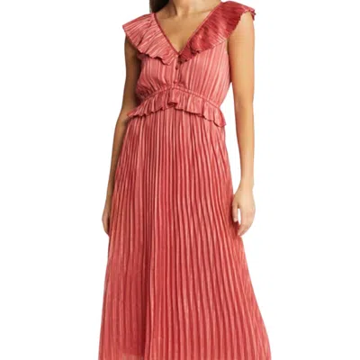 Adelyn Rae Cladelle Pleated Midi Dress In Copper In Multi