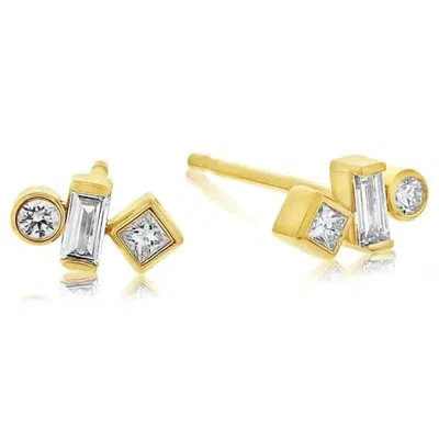 Zoë Chicco Geometric Diamond Earrings In Gold