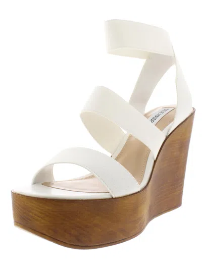 Steve Madden Blondy Womens Platform Wood Wedge Sandals In White