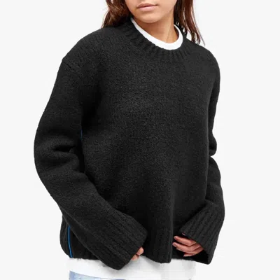 Helmut Lang Textured Crew Sweater In Black