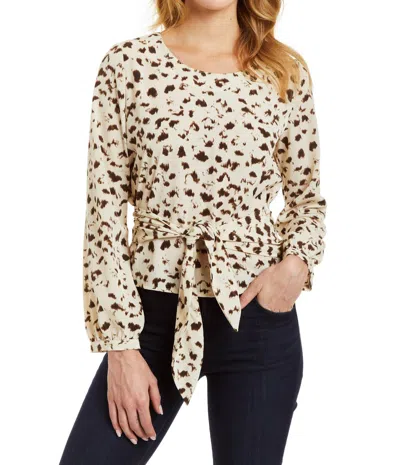 Drew Claire Printed Blouse In Cream In White