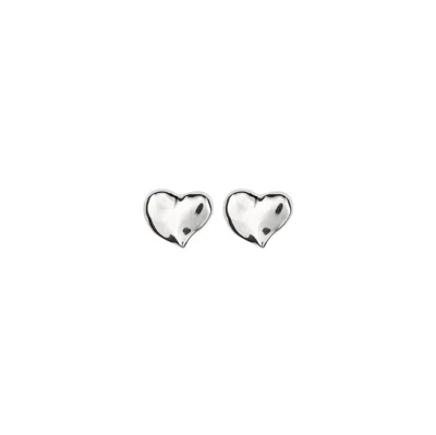 Unode50 Heart Stud Earrings In Silver