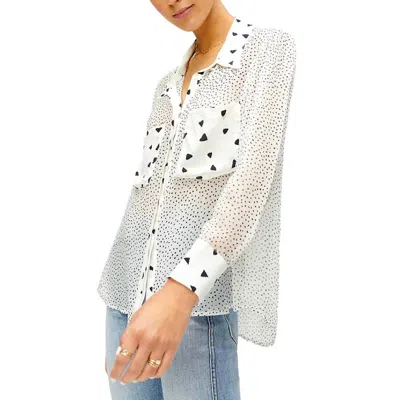 7 For All Mankind Patch Pocket Blouse In Black And White In Multi