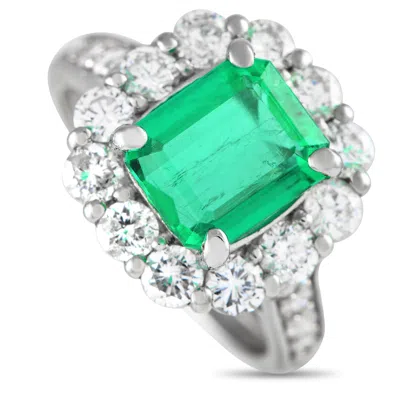 Non Branded Lb Exclusive Platinum 1.42ct Diamond And Emerald Engagement Ring Mf26-041924 In White