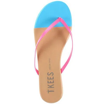 Tkees Women's Leather Thong Sandal In Brown/blue In Multi