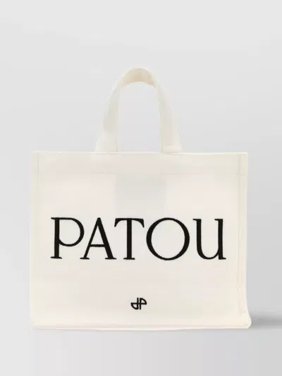 Patou Small Tote Shopping Bag Canvas Shoulder