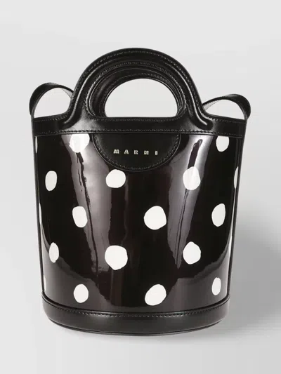 Marni Mini Tropicalia Leather Bucket Bag In Black