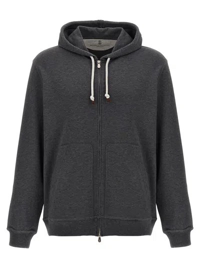 Brunello Cucinelli Hoodie In Grey