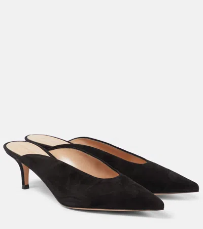 Gianvito Rossi Suede Mules In Black