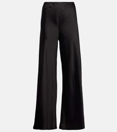 Norma Kamali Elephant Satin Wide-leg Trousers In Black
