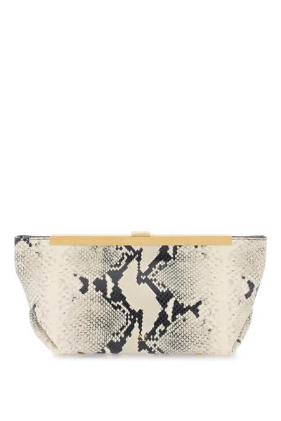 Khaite The Aimee Python-effect Clutch Bag In Cream