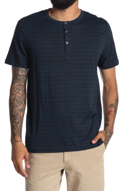 Threads 4 Thought Stripe Print Short Sleeve Henley In Midnight