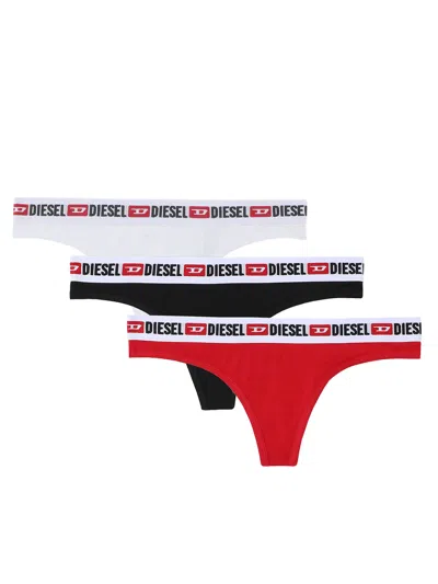 Diesel Logo Waistband Pack Of Three Briefs In Multicolour