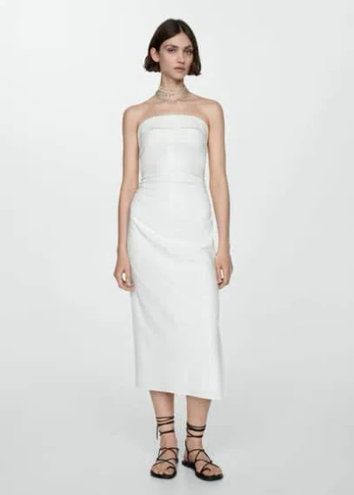 Mango Draped Detail Dress White In Blanc
