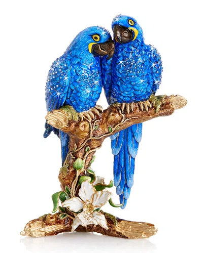 Jay Strongwater Macaws On Branch Figurine In Blue