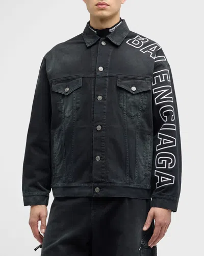Balenciaga Outline Large Fit Jacket In 1672 Sunbleached Black