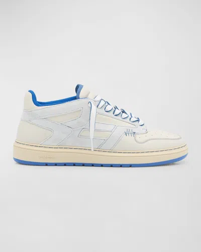 Represent Men's Reptor Leather Low-top Sneakers In Vintage White/sky Blue